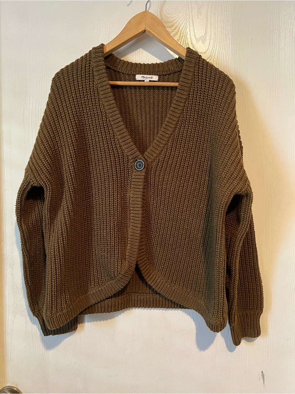 Madewell Olive Green Knitted Ribbed Cardigan women Sz small